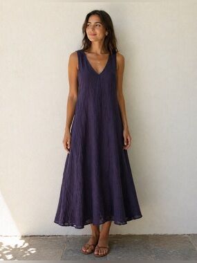 CP Shades Dress Womens Small Purple Midi Coastal Minimalist Lagenlook Boho Indie